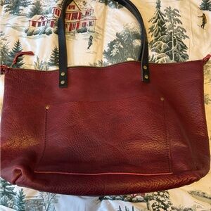 Portland Leather “Almost Perfect” Deep Red Tote Bag -Large